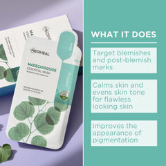 Mediheal sheet mask on face demonstrates comfortable fit for calming hydration.