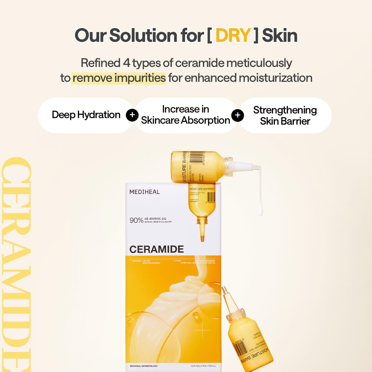 Mediheal Ceramide Essential Sheet Mask vegan formula label signals animal-free skincare.