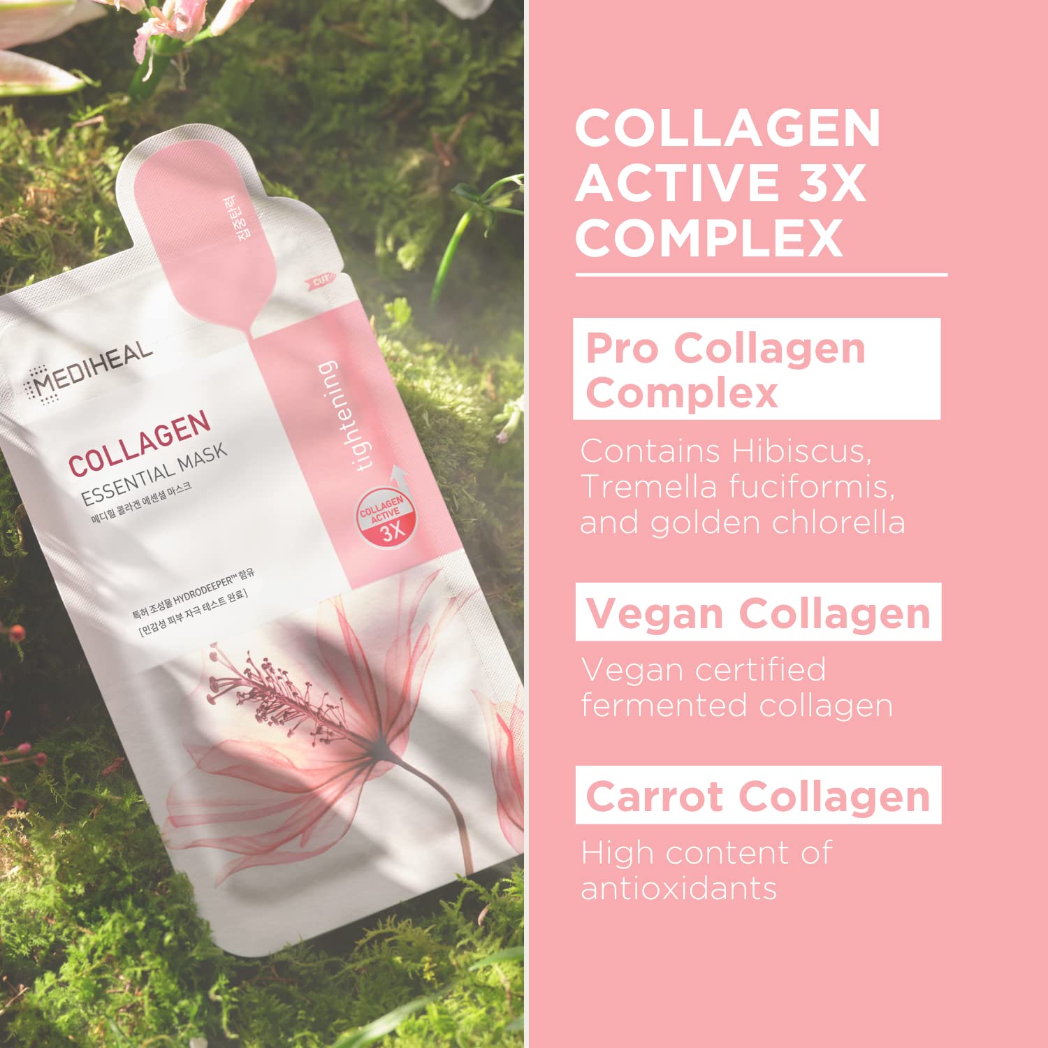 Mediheal 3x collagen actives concept highlighting firming and elasticity support.