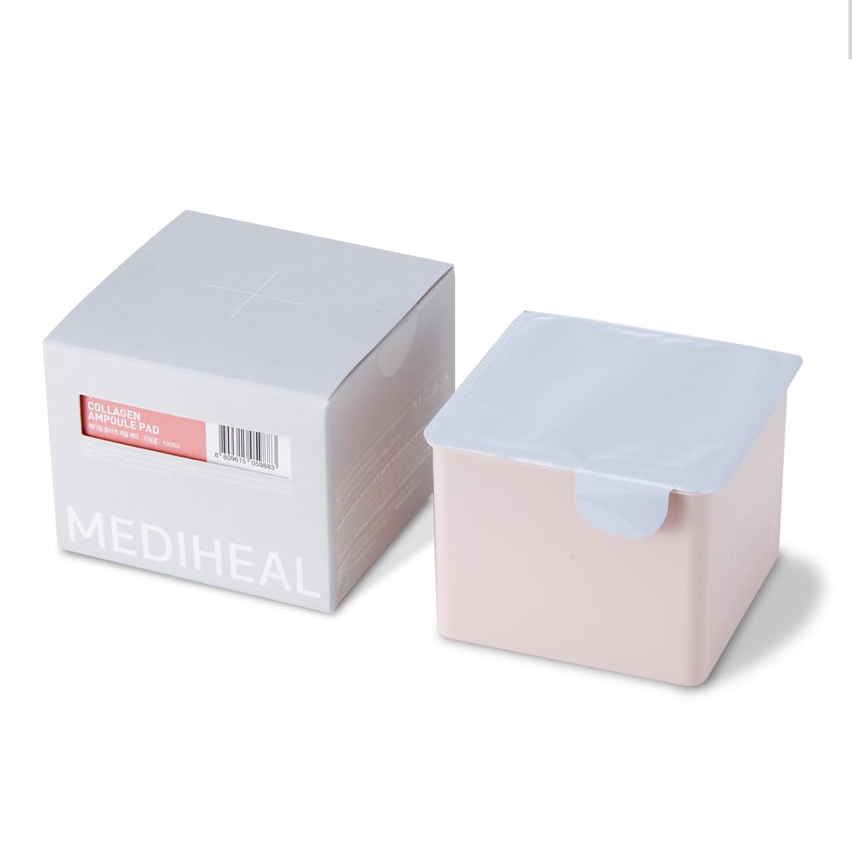 Mediheal Collagen Ampoule Pad packshot shows convenient day and night toning for firmer skin.