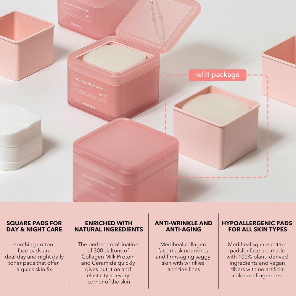Mediheal Collagen Ampoule Pad refill-packshot demonstrates eco-friendly refill packaging.
