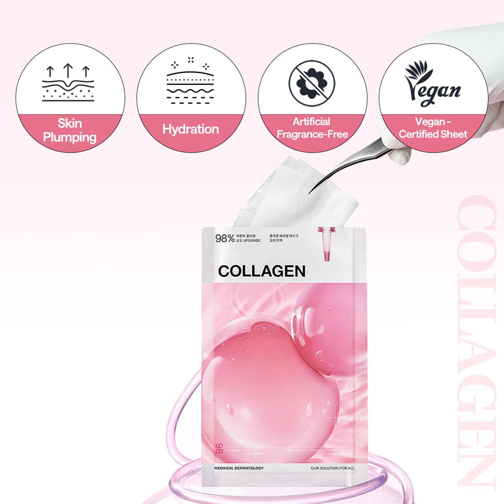 Mediheal vegan collagen ingredient detail promises gentle firming.