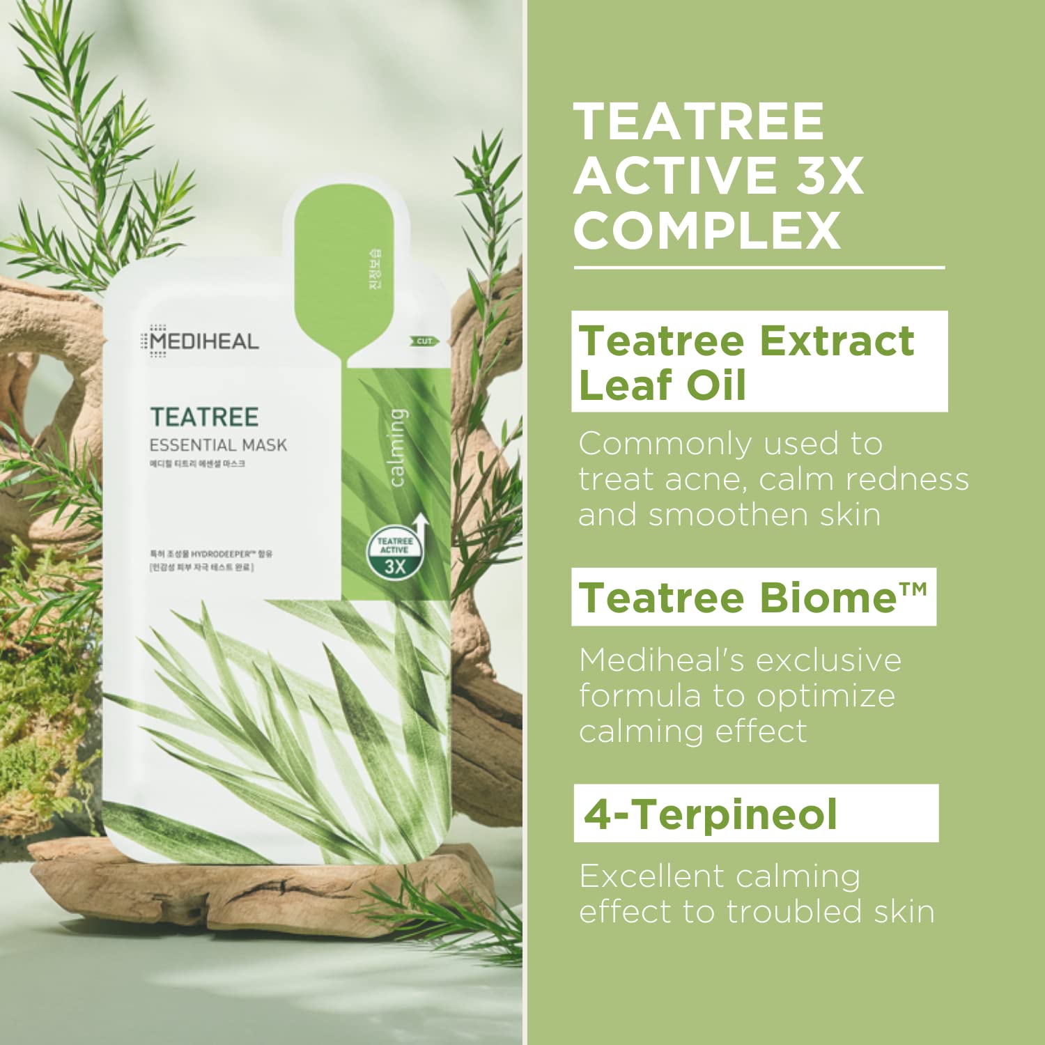 Mediheal collagen-teatree mask firming effect hints at lifted-looking skin with collagen actives.