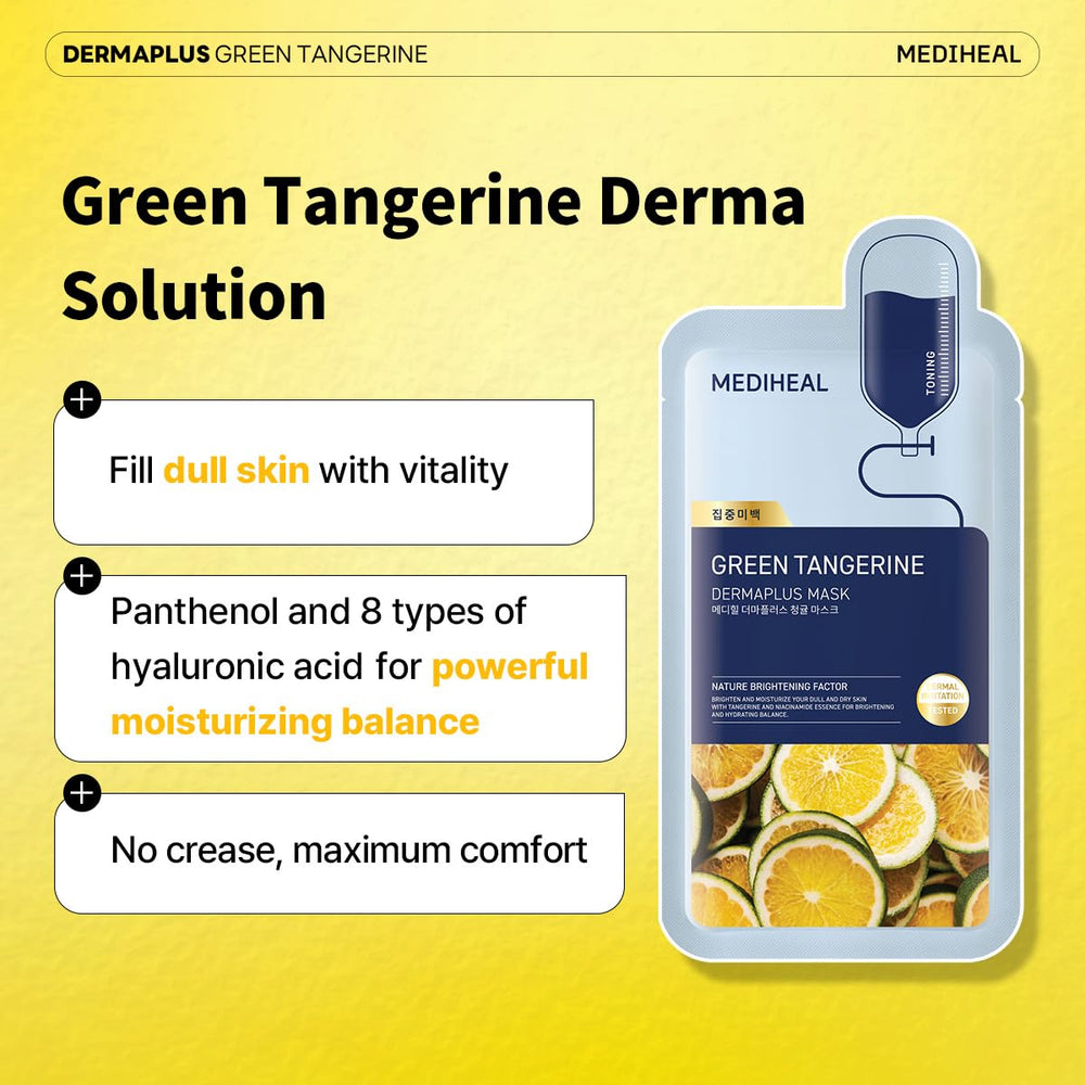 Applying Mediheal Dermaplus mask to promote soothing, refreshed skin.