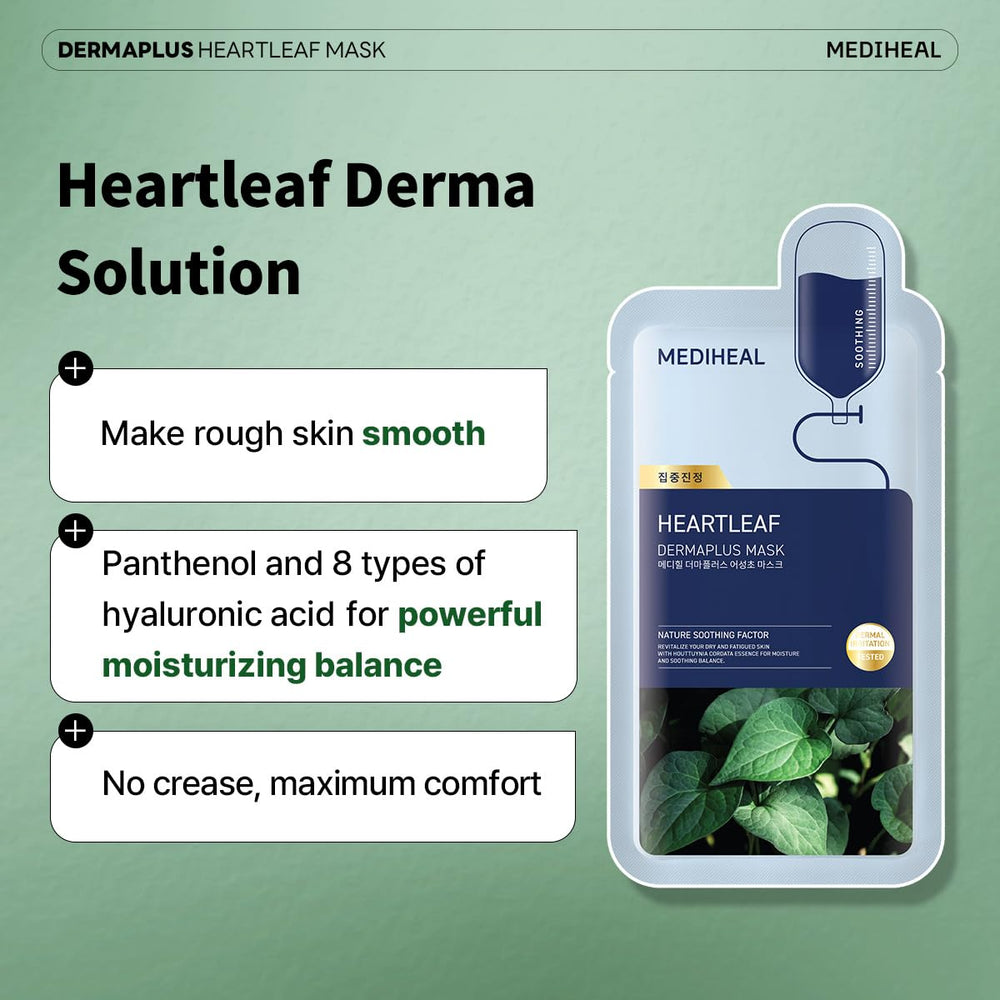 Applying Mediheal Dermaplus Heartleaf Mask delivers a refreshing, non-sticky finish.