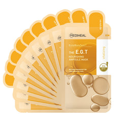 Mediheal EGT Ampoule Mask packaging highlights eco-friendly design for sustainable skincare routines.