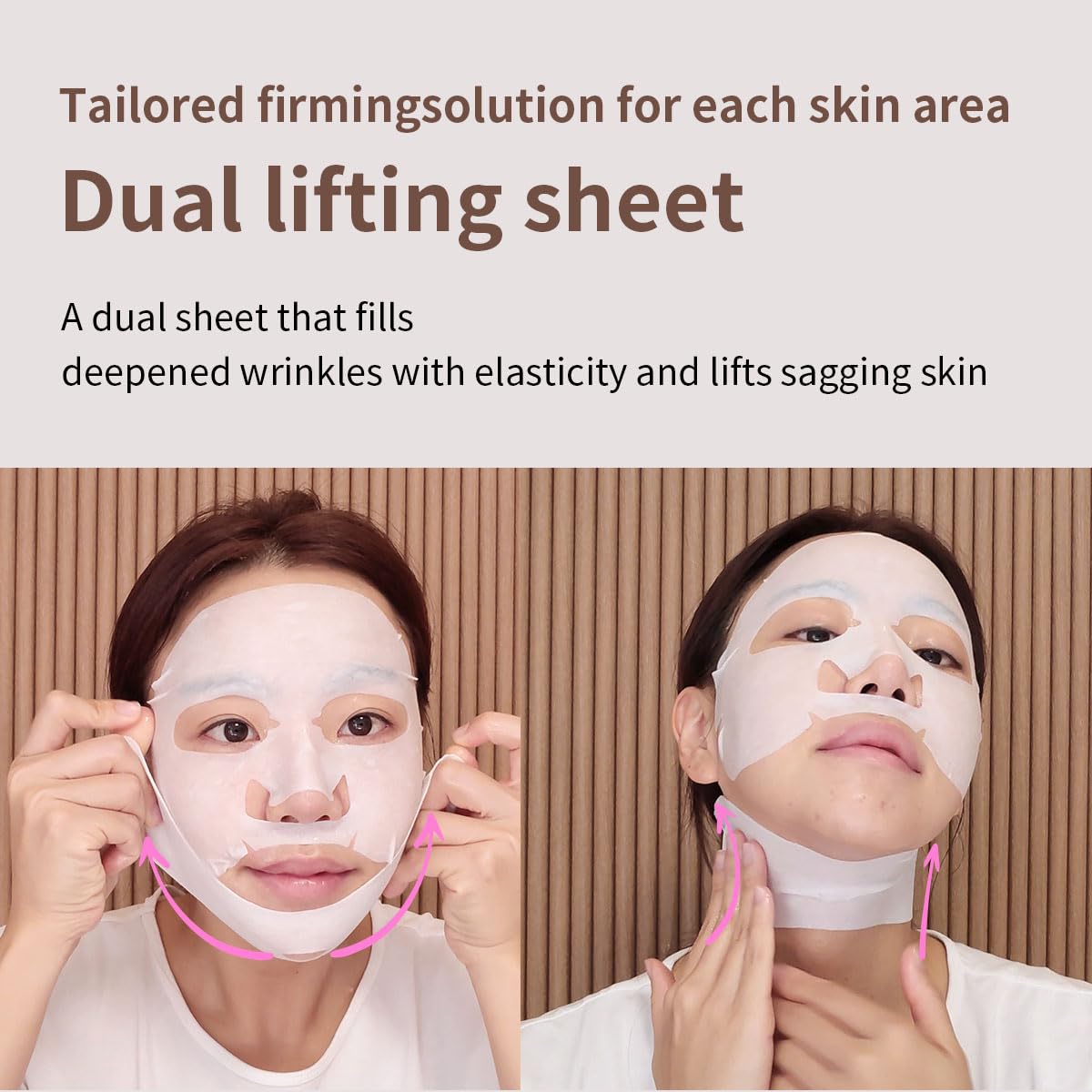 Mediheal lifting mask elasticity-targeting design on cheeks and jawline.