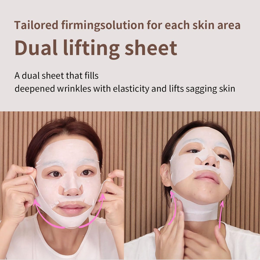 Mediheal lifting mask elasticity-targeting design on cheeks and jawline.