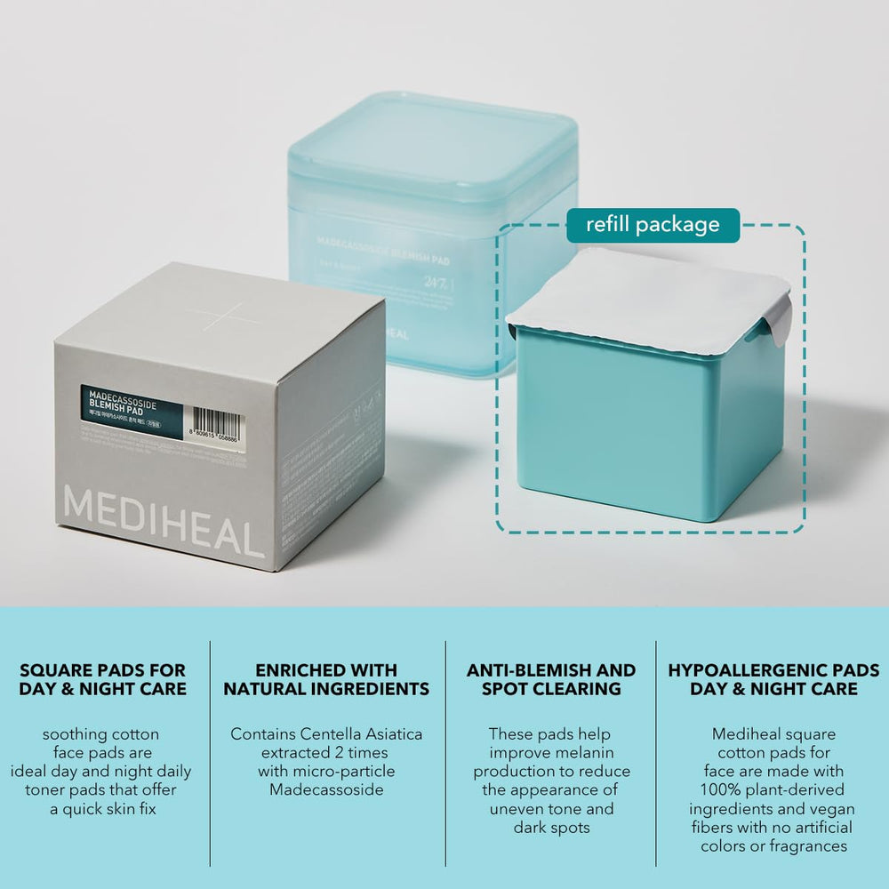Mediheal blemish pad gauze texture highlighting non-irritant, skin-friendly fabric