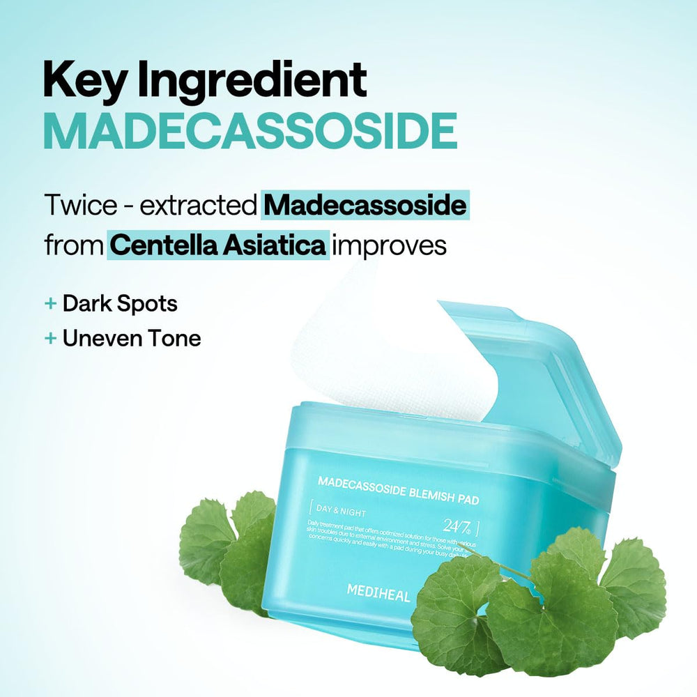 Mediheal Madecassoside Blemish Pad sheet mask use on targeted areas.