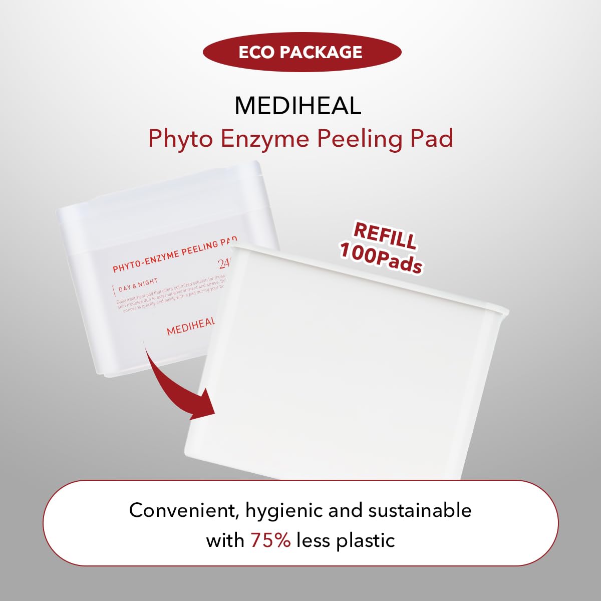 Closeup of a refill pad showing texture and compact design for exfoliation.