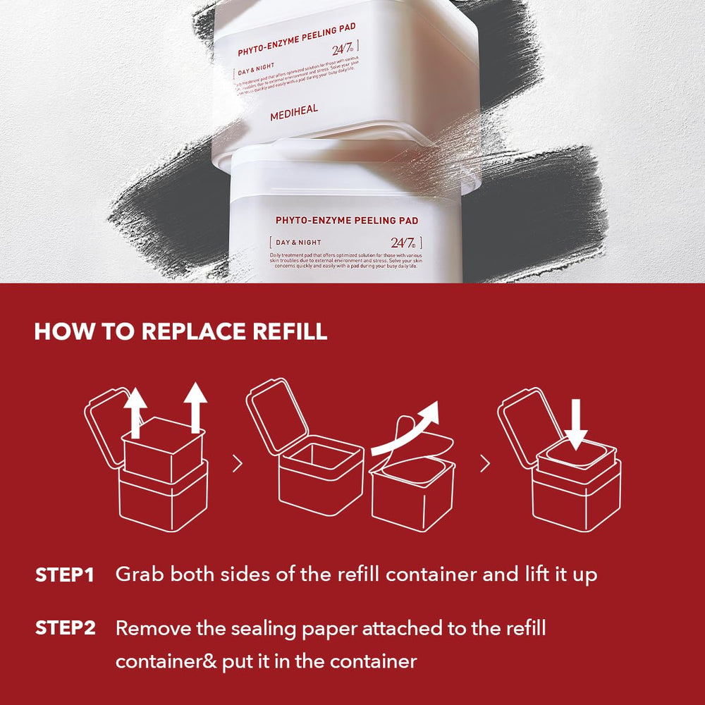 Vegan-certified hypoallergenic label visible on Mediheal refill product.