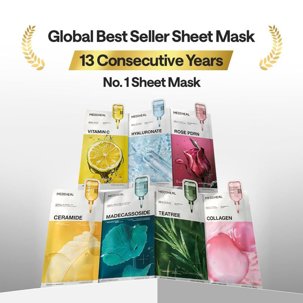 Mediheal Rose PDRN Essential Sheet Mask closeup reveals rose-pdrn texture for nourishment.