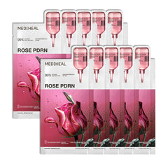 Mediheal Rose PDRN Essential Sheet Mask pack shot highlights hydration.