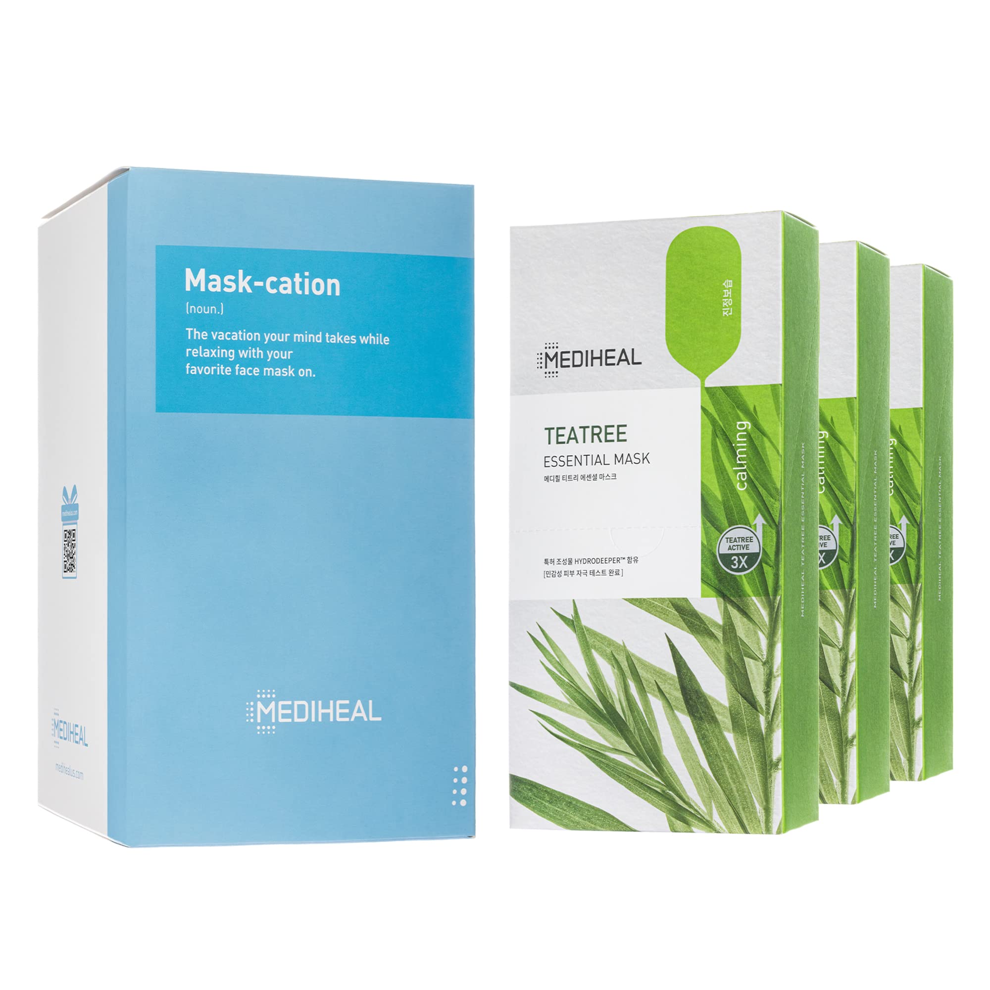 Mediheal Tea Tree Essential Blemish Control Mask jar close-up highlighting potent blemish-targeting formula for clearer skin