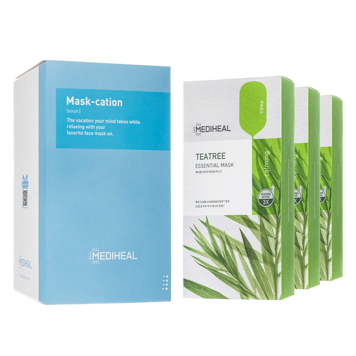 Mediheal Tea Tree Essential Blemish Control Mask jar close-up highlighting potent blemish-targeting formula for clearer skin