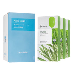 Mediheal Tea Tree Essential Blemish Control Mask jar close-up highlighting potent blemish-targeting formula for clearer skin