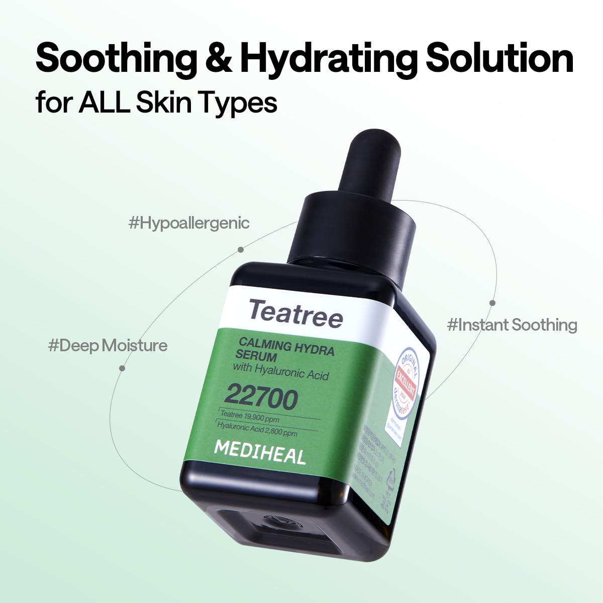 Mediheal Teatree Serum dermatologist-tested label supports safe, broad use