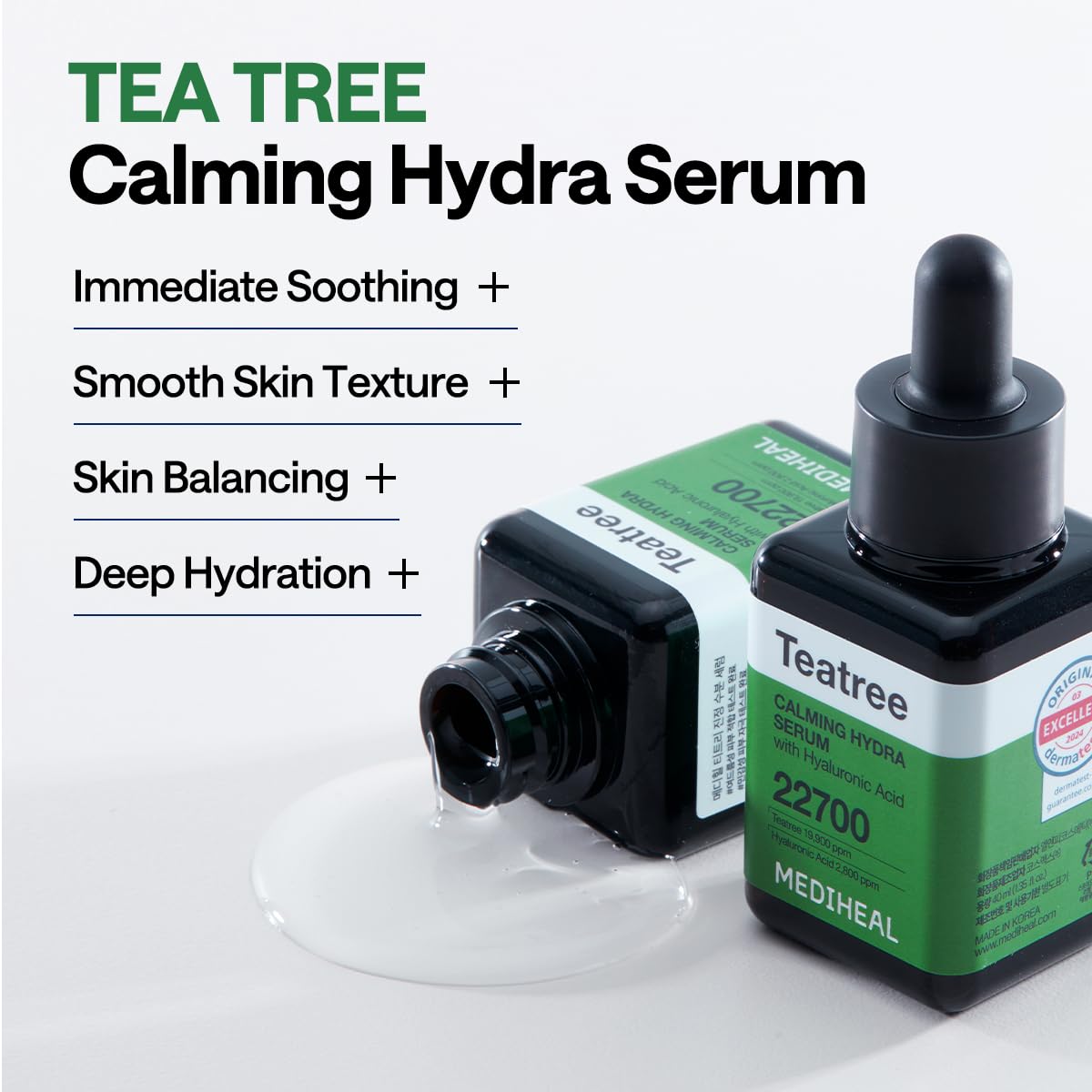 Mediheal Teatree Calming Serum ingredients tea tree and hyaluronic acid for hydration