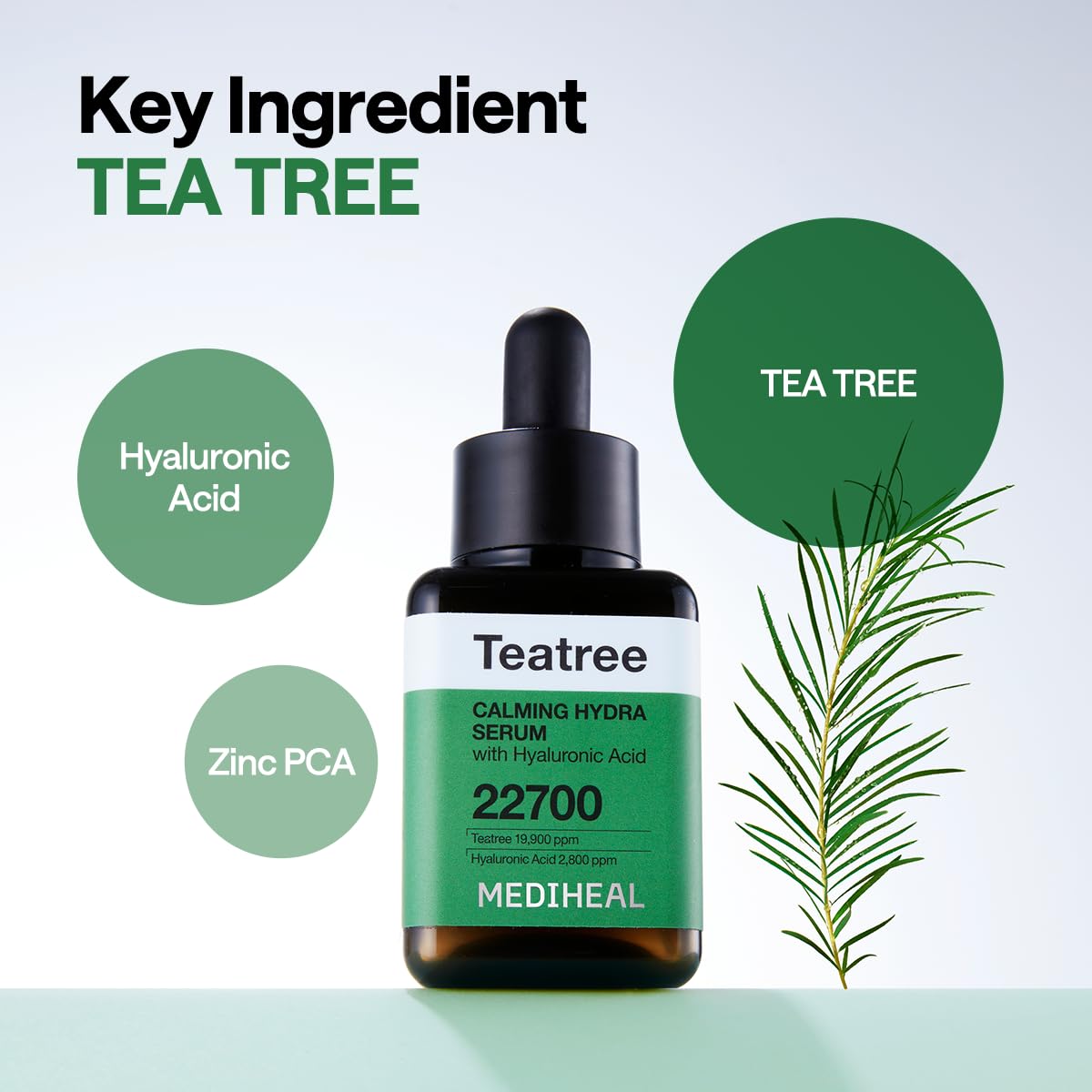 Mediheal Teatree Serum texture swatch reveals non-greasy moisture