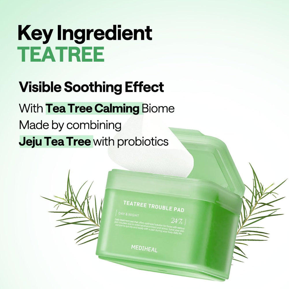 Mediheal Teatree Trouble Pad gauze fabric closeup shows gentle, non-irritant contact.