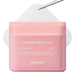 Mediheal Toner Pads packaging highlights collagen formula for daily firming care.