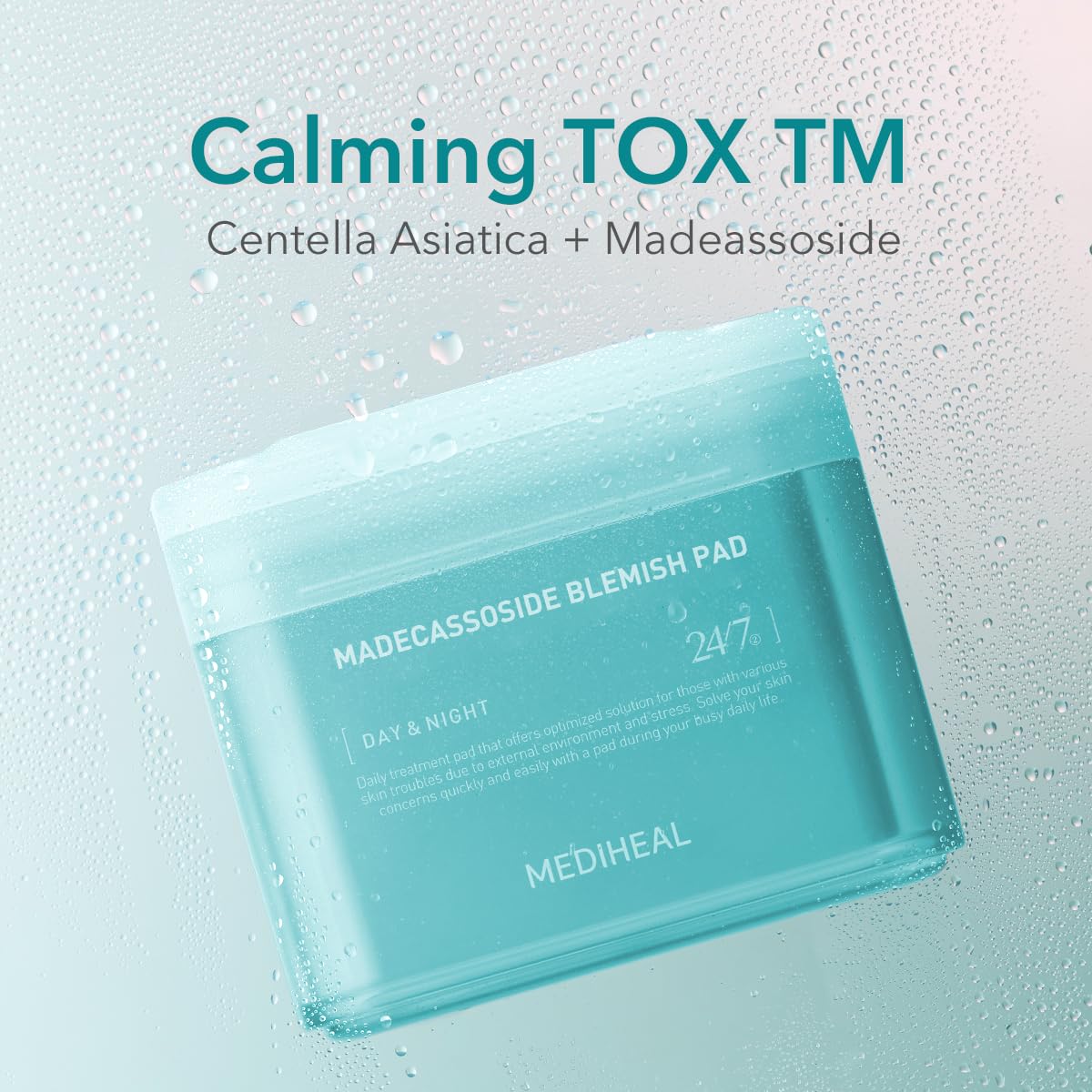 Mediheal vegan-certified label on pad packaging