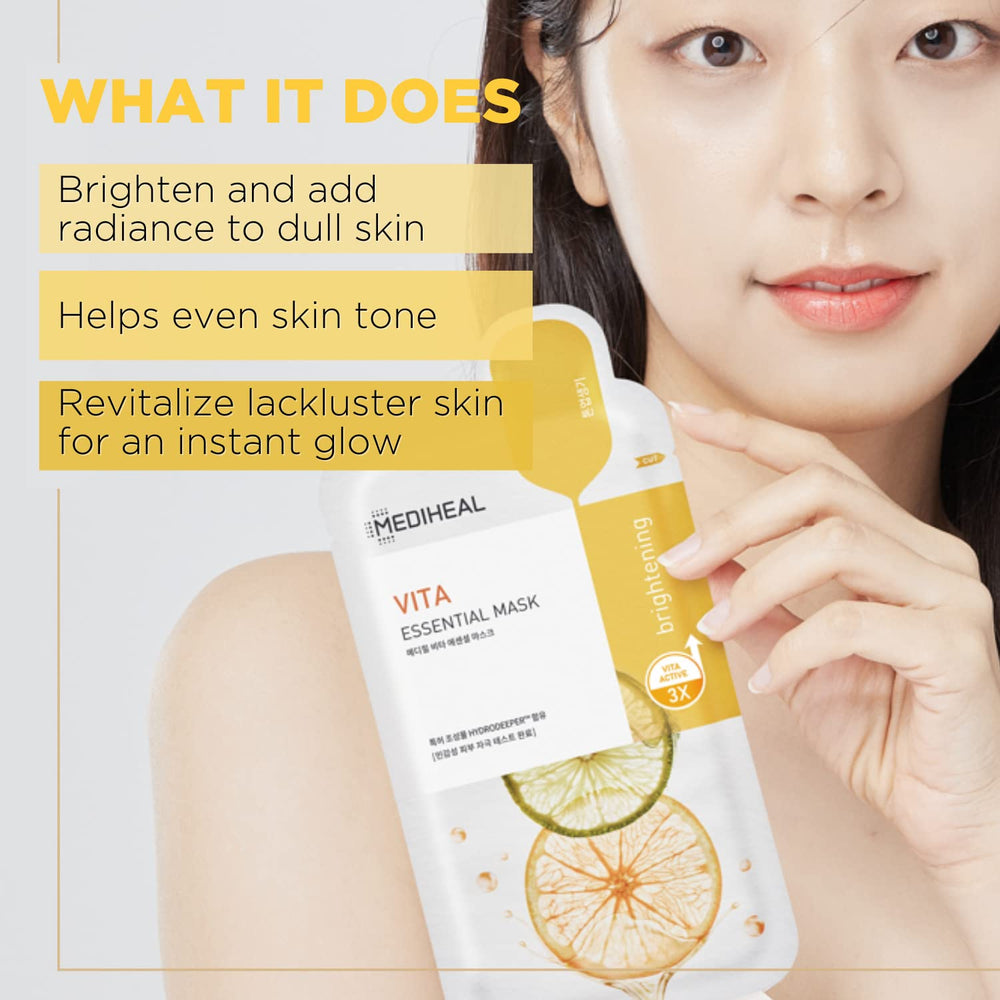 Mediheal Vita Essential sheet closeup showing silky texture and hydration-ready delivery.