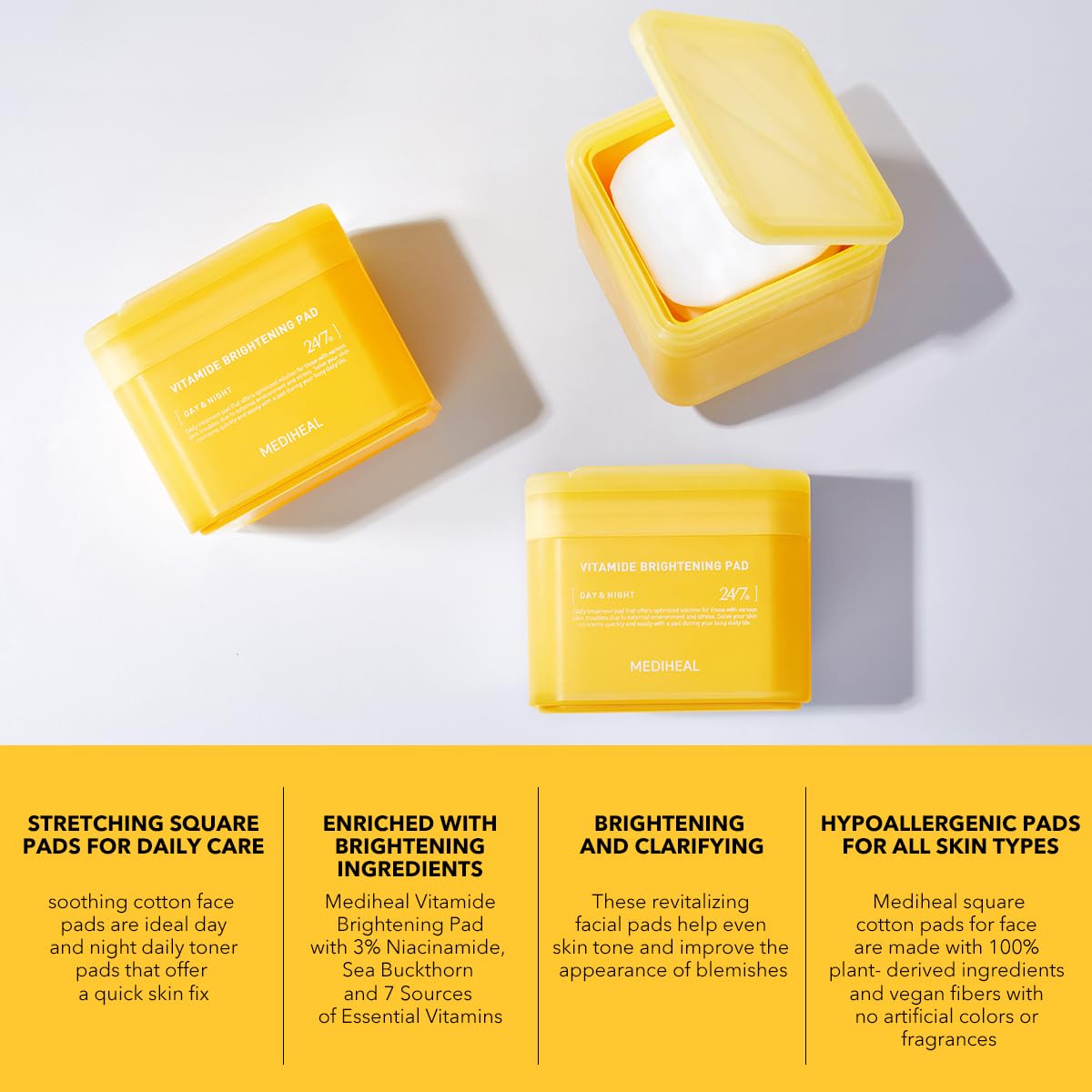Close-up of Mediheal Vitamide Brightening Pad refill cotton pad texture.