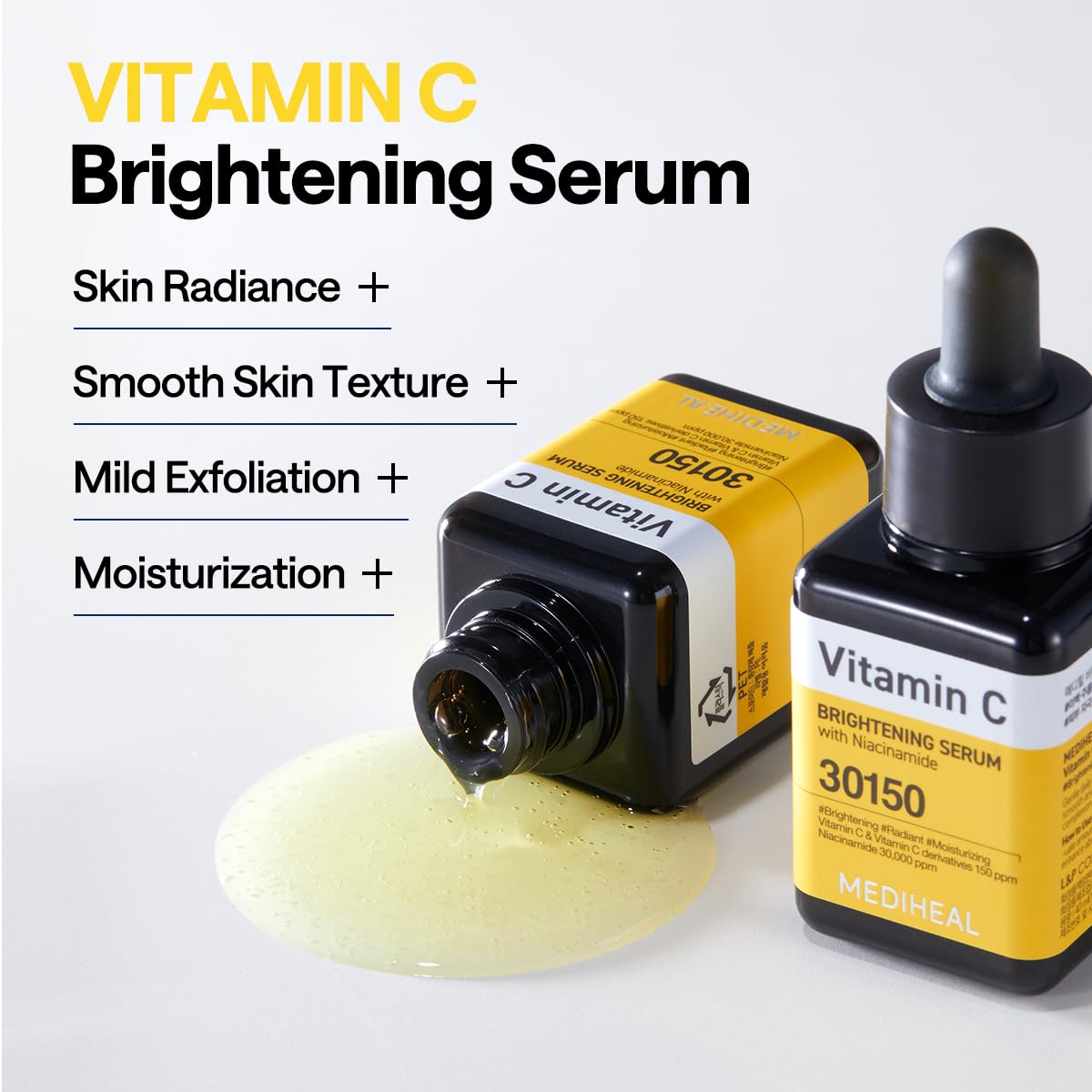 Mediheal packaging label highlights vegan-certified, hypoallergenic formula