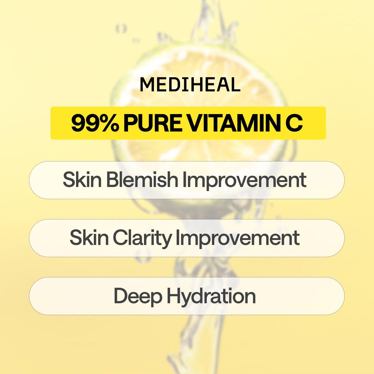 Mediheal Vitamin C Essential Sheet Mask on face demonstrates real-time contour fit and soothing hydration