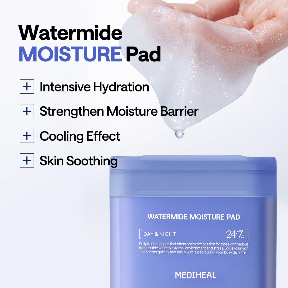 Mediheal Watermide Pad cheeks and chin hydration for a refreshed feel.