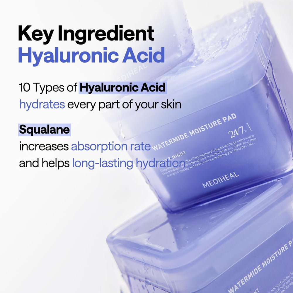 Mediheal Watermide Pad woodland forget-me-not flowers indicate natural calming ingredients.