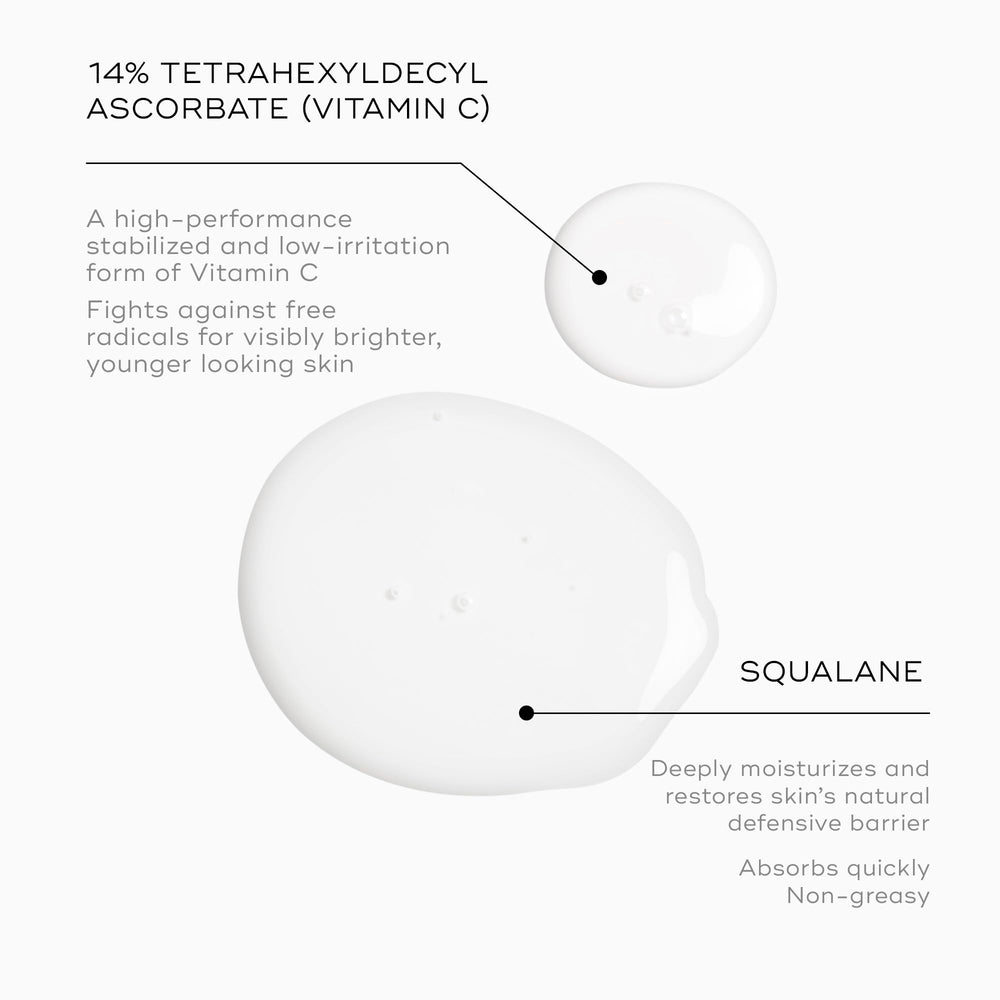 Medik8 C-Tetra Luxe serum dropper releasing formula for hydrated, revitalized skin.