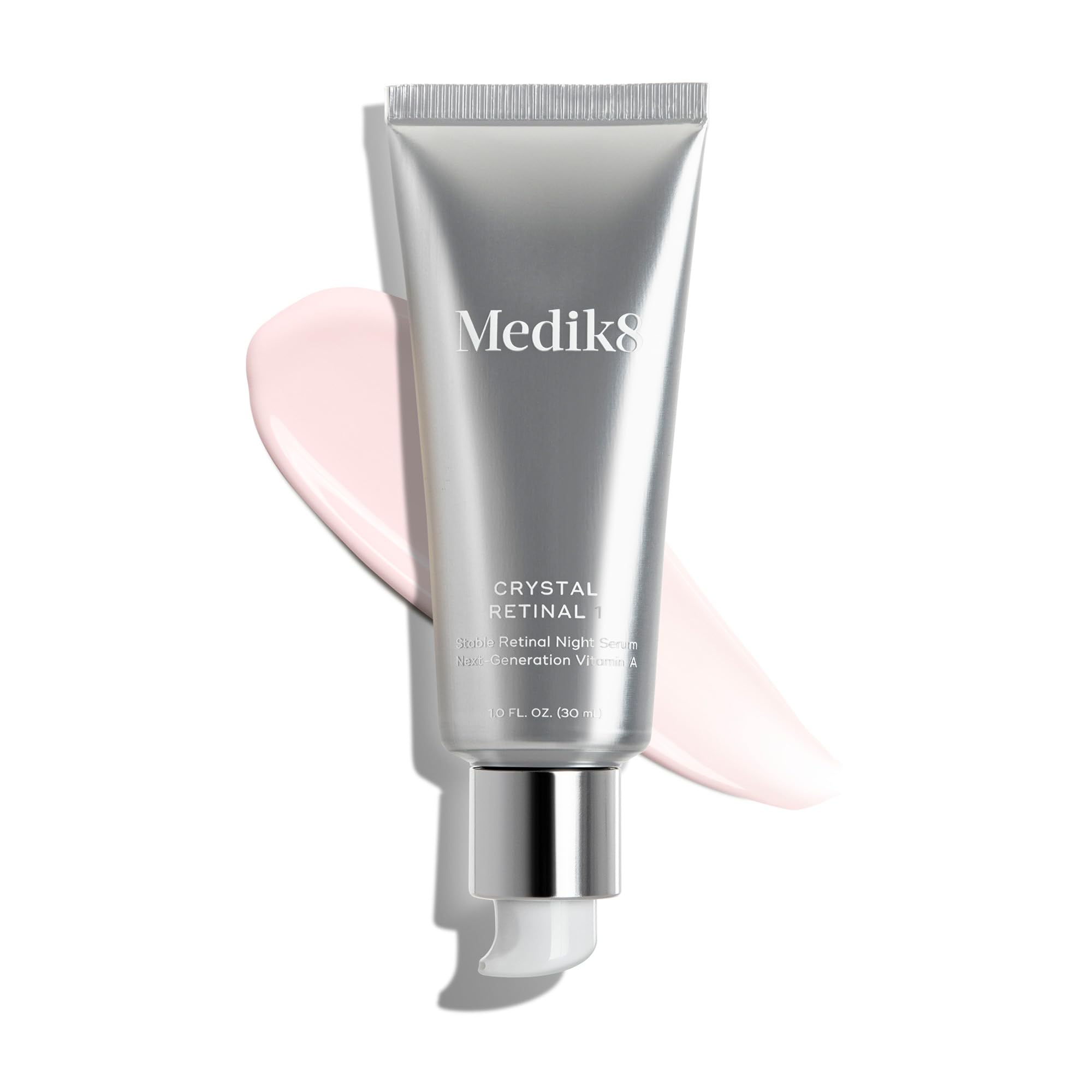 Medik8 Crystal Retinal 1 texture closeup shows creamy consistency ideal for sensitive skin.