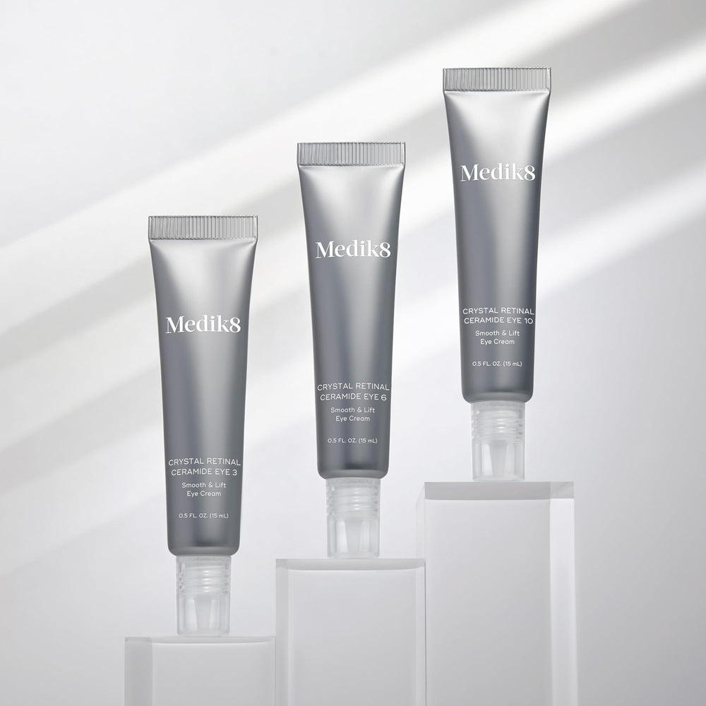 Medik8 Crystal Retinal Ceramide Eye-10 cream texture close-up for smooth application.