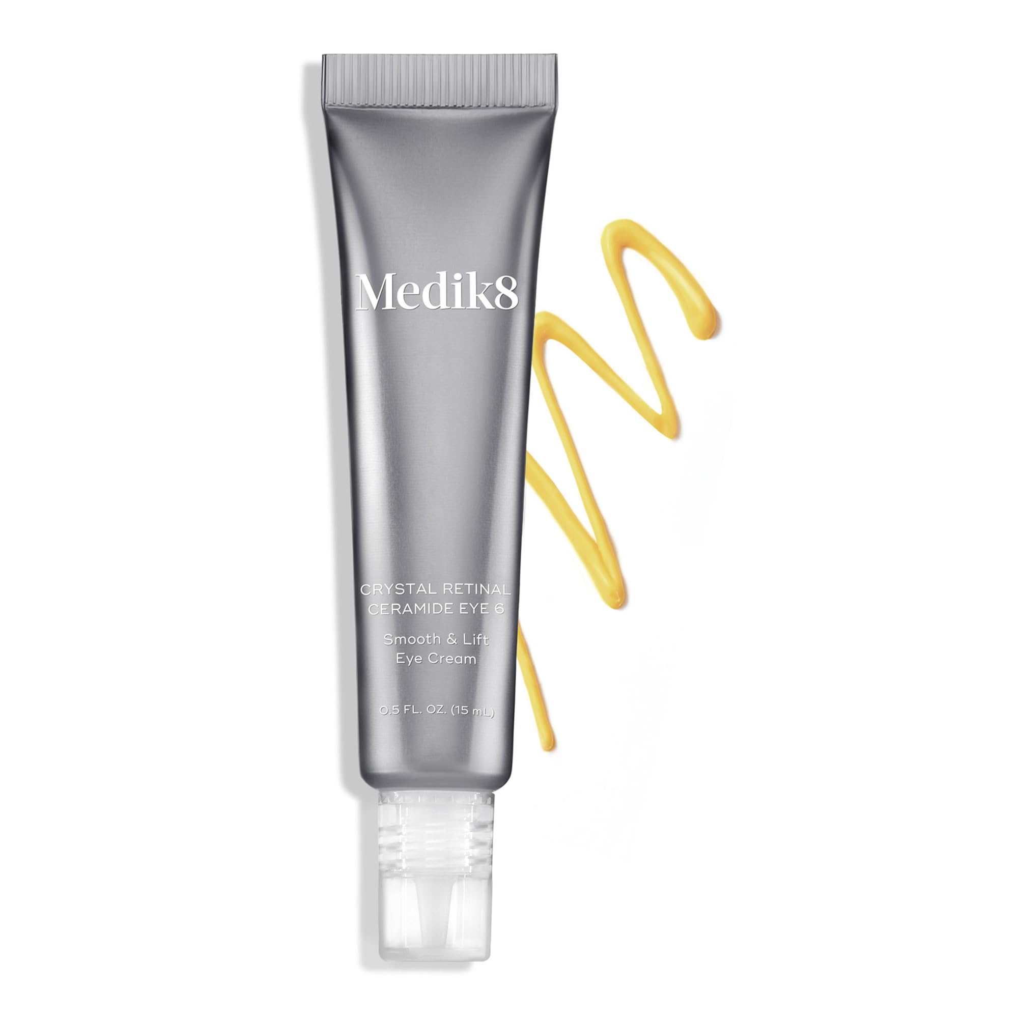 Medik8 Crystal Retinal Ceramide Eye 6 close-up — hyaluronic spheres for plump look around eyes.