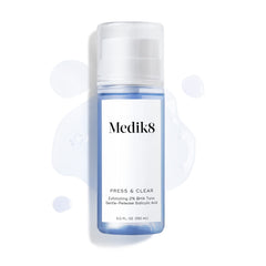 Medik8 Press and Clear tonic pouring bottle demonstrating easy daily use
