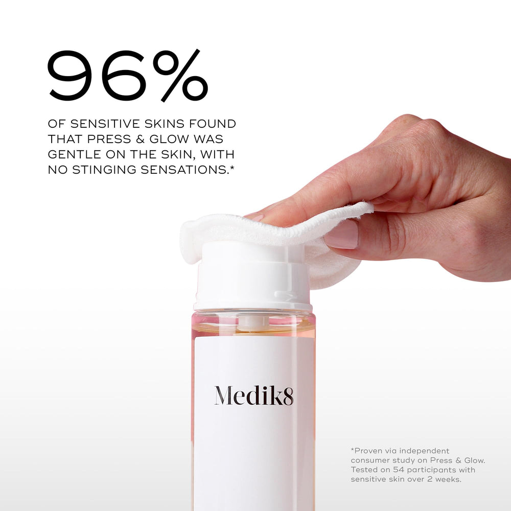 Medik8 Press and Glow toner ingredients prickly pear provide soothing hydration for skin.