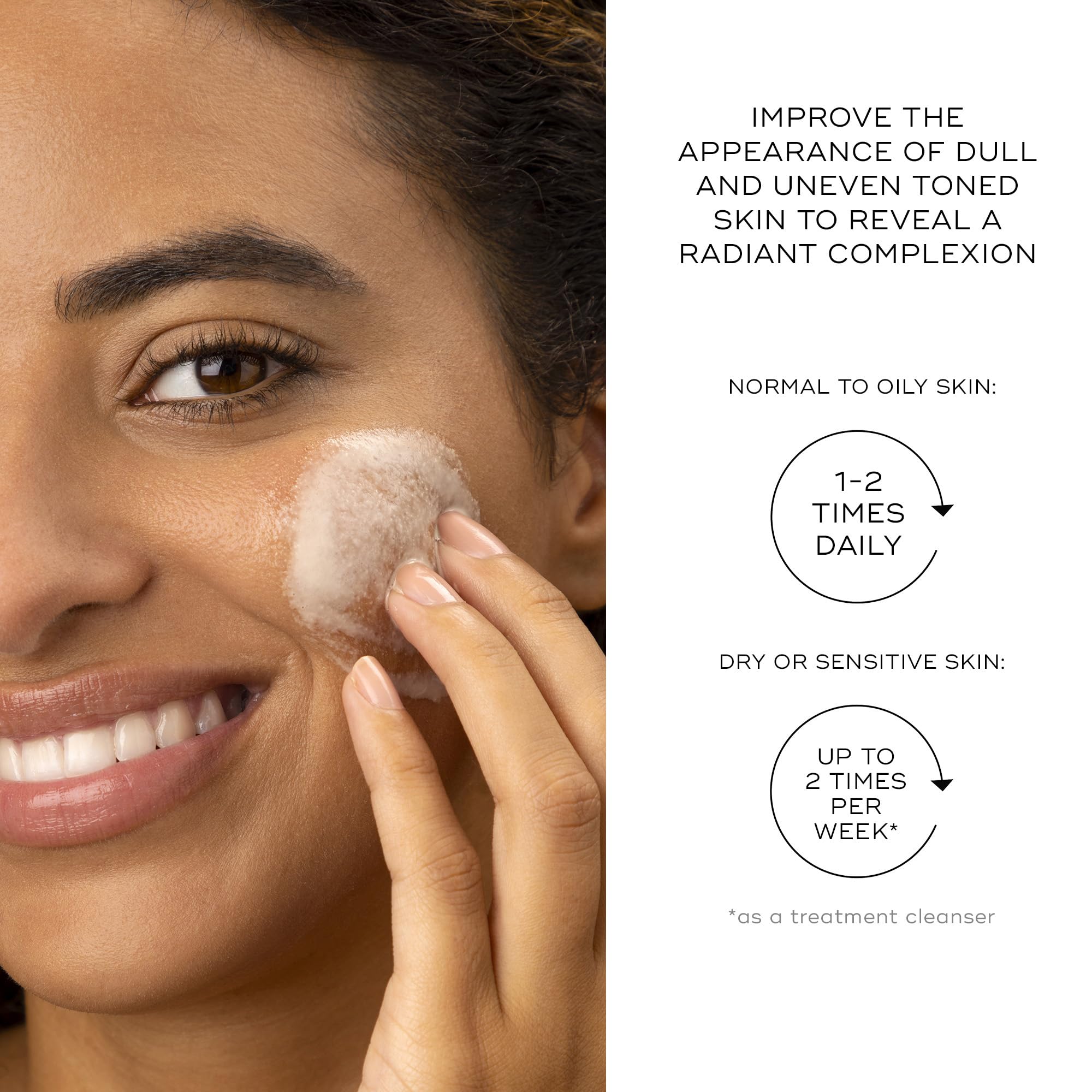 Medik8 Surface Radiance Cleanse after-wash glow on cheekbones suggests refreshed skin.