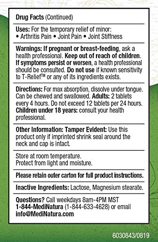 MediNatura T-Relief arnica and plant ingredients close-up supporting joint comfort.