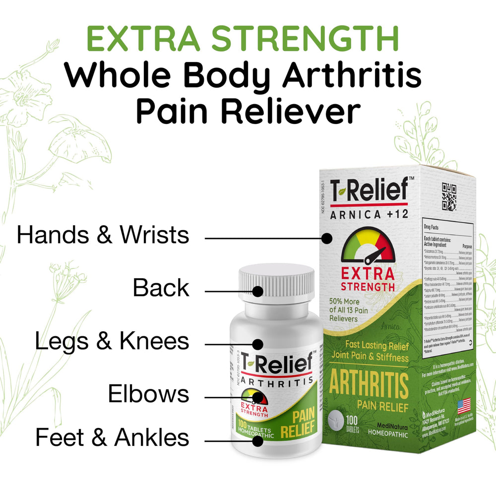 MediNatura T-Relief ingredients list highlights 12 natural actives.