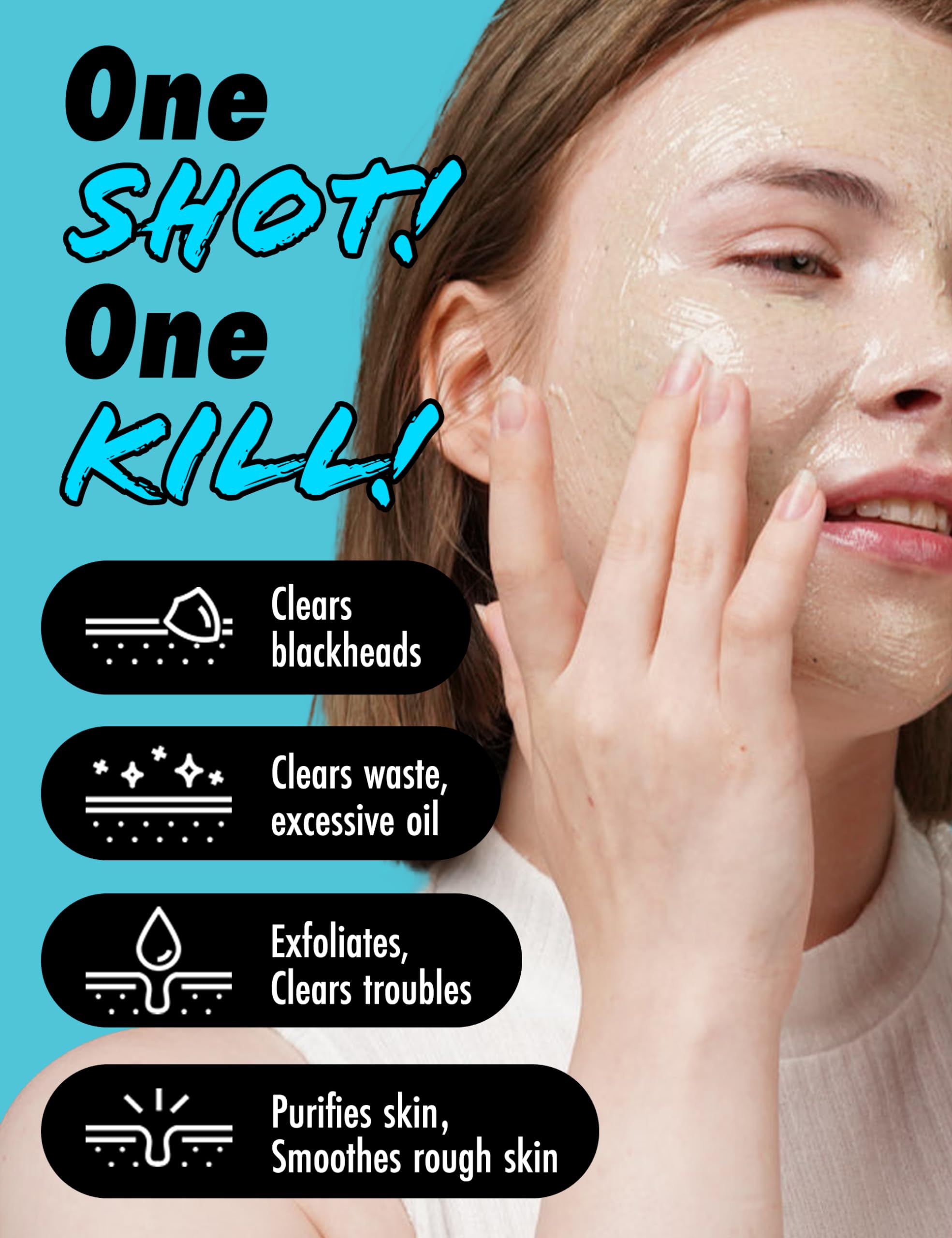Meditime Pore Blackhead One Shot clay texture closeup showing cleansing power.