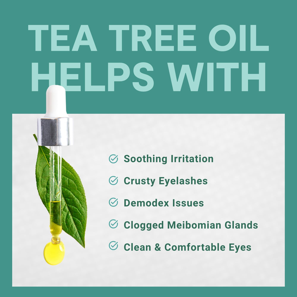 MEDIVIZ Tea Tree Eyelid Cleanser Wipes single-use packets offer portability and mess-free eye cleansing