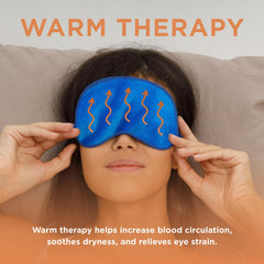 MEDIVIZ Warm Compress Eye Mask shown on bed for easy home use