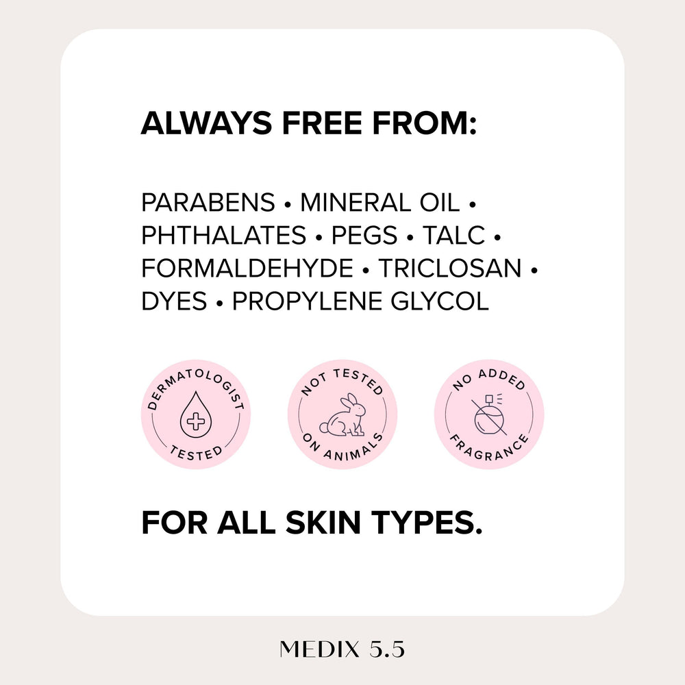 Medix 5.5 aloe chamomile green tea ingredients close-up emphasize calming antioxidants and soothing benefits