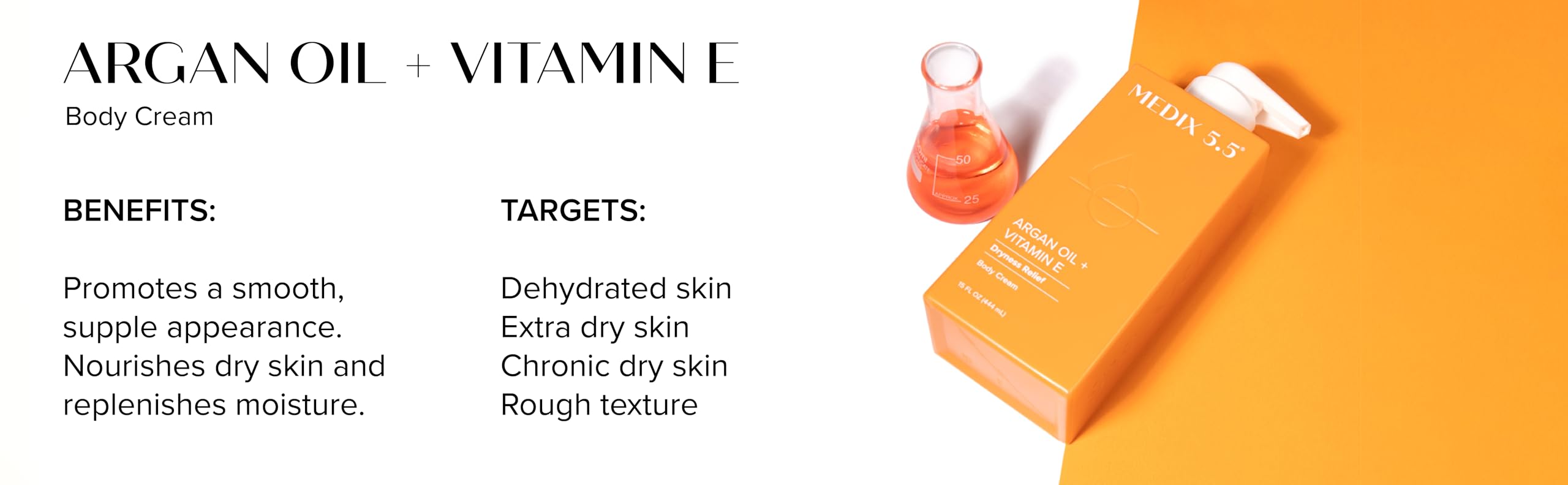 Medix 5.5 Argan Oil + Vitamin E Cream clean beauty badge enhances trust.