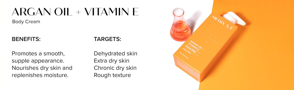 Medix 5.5 Argan Oil + Vitamin E Cream clean beauty badge enhances trust.