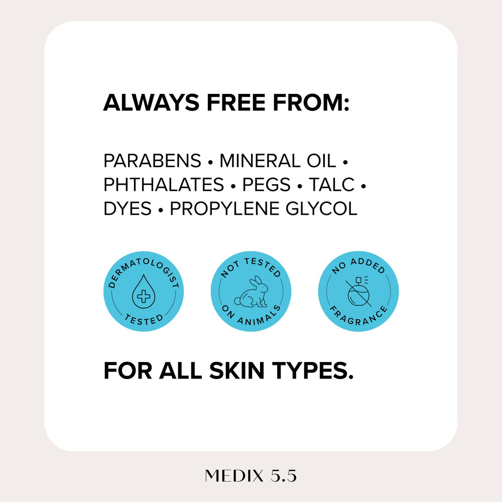 Medix 5.5 Dermatologist-tested label on product packaging