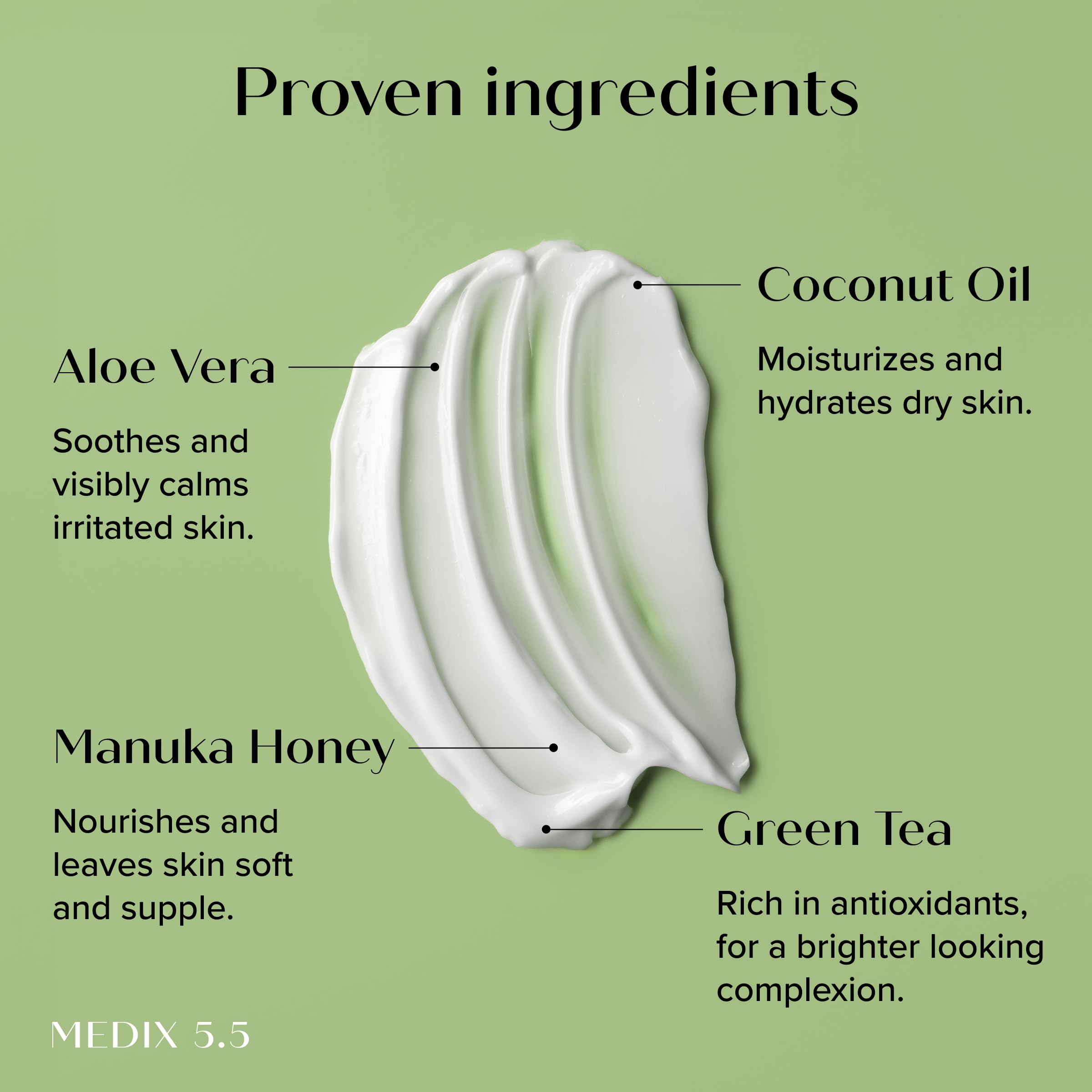 Medix 5.5 dermatologist-tested label signals trusted skincare formulation.